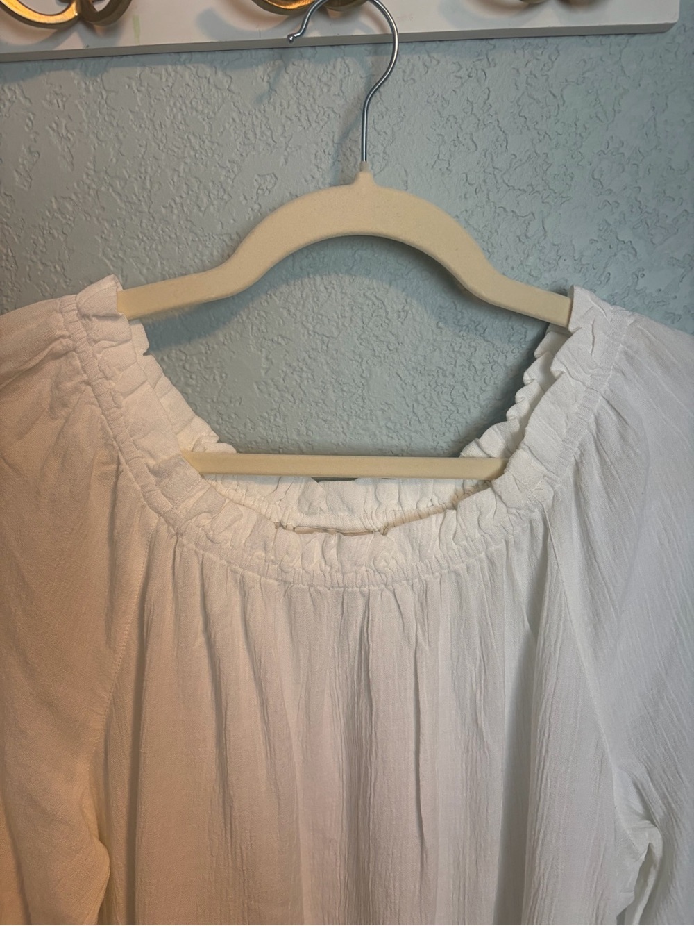 J. Jill White Embroidered Tunic Dress Blue Floral Boho Cover Up Cotten Blend - Picture 5 of 9